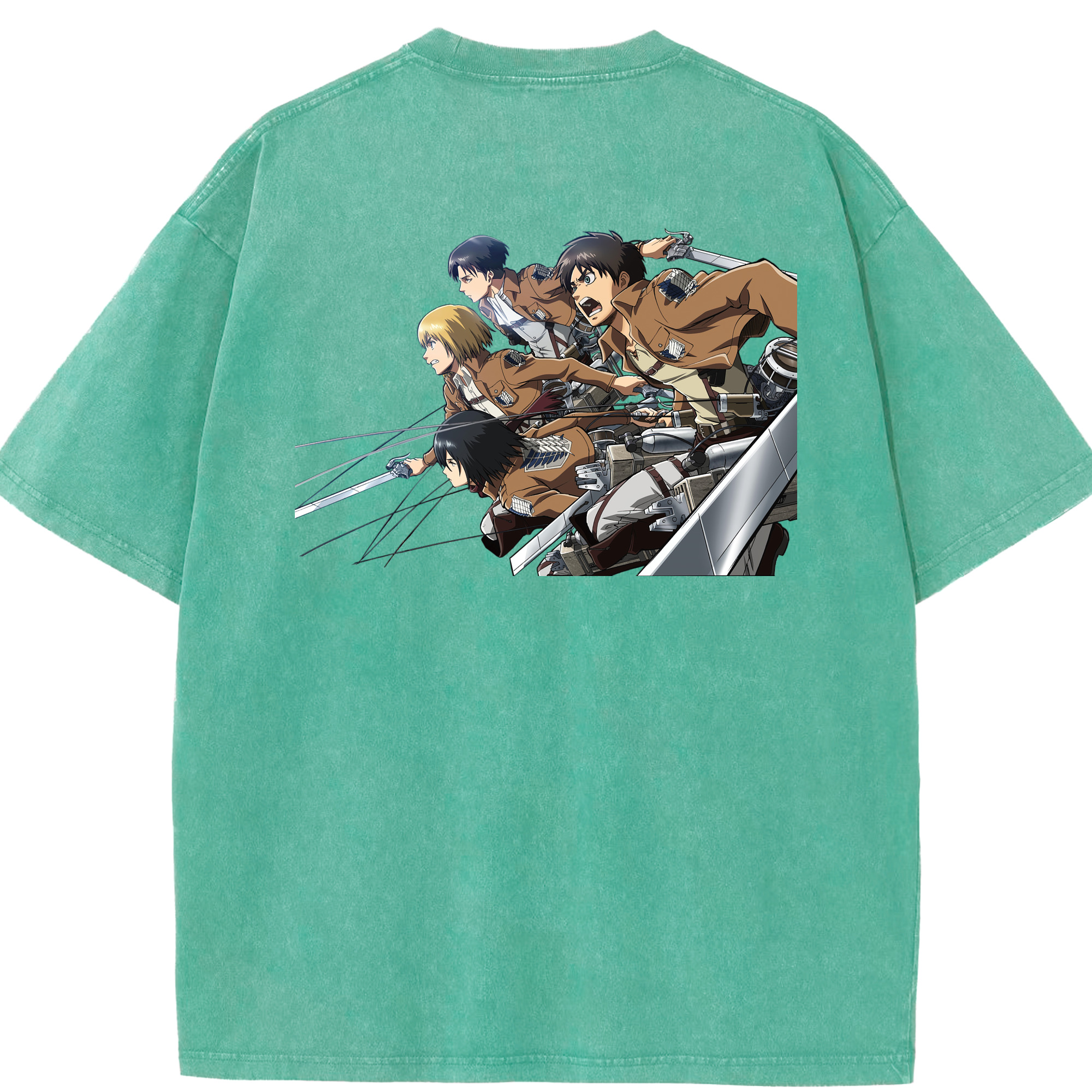 （画像用） 進撃の巨人 Attack on Titan 綿100% ヴィンテージ風 半袖Tシャツ（背面プリント）